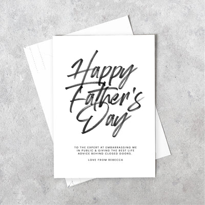Custom Personalised Father's Day Card, printed on 300gsm card stock, with a thick envelope.