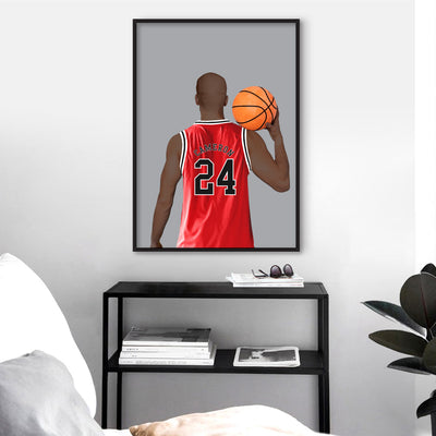 Custom Basketball Player -  Art Print, Poster, Stretched Canvas or Framed Wall Art Prints, shown framed in a room