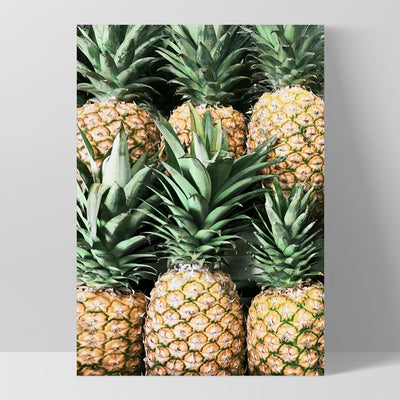 Six Pineapples - Art Print, Poster, Stretched Canvas, or Framed Wall Art Print, shown as a stretched canvas or poster without a frame