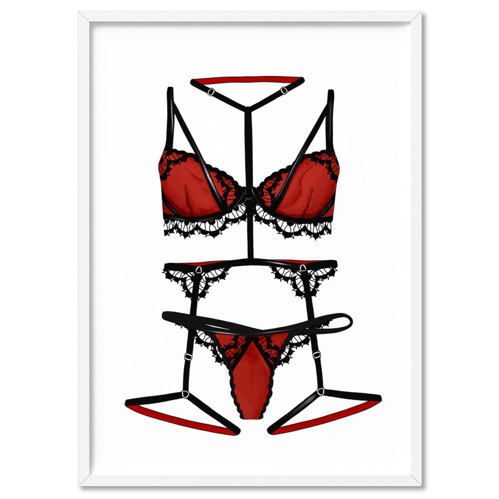 Red Lace Lingerie Print. Sexy Underwear Poster. Chic WallArt Print and Proper Red Lace Lingerie Print. Sexy Underwear Poster. Chic WallArt Print and Proper
