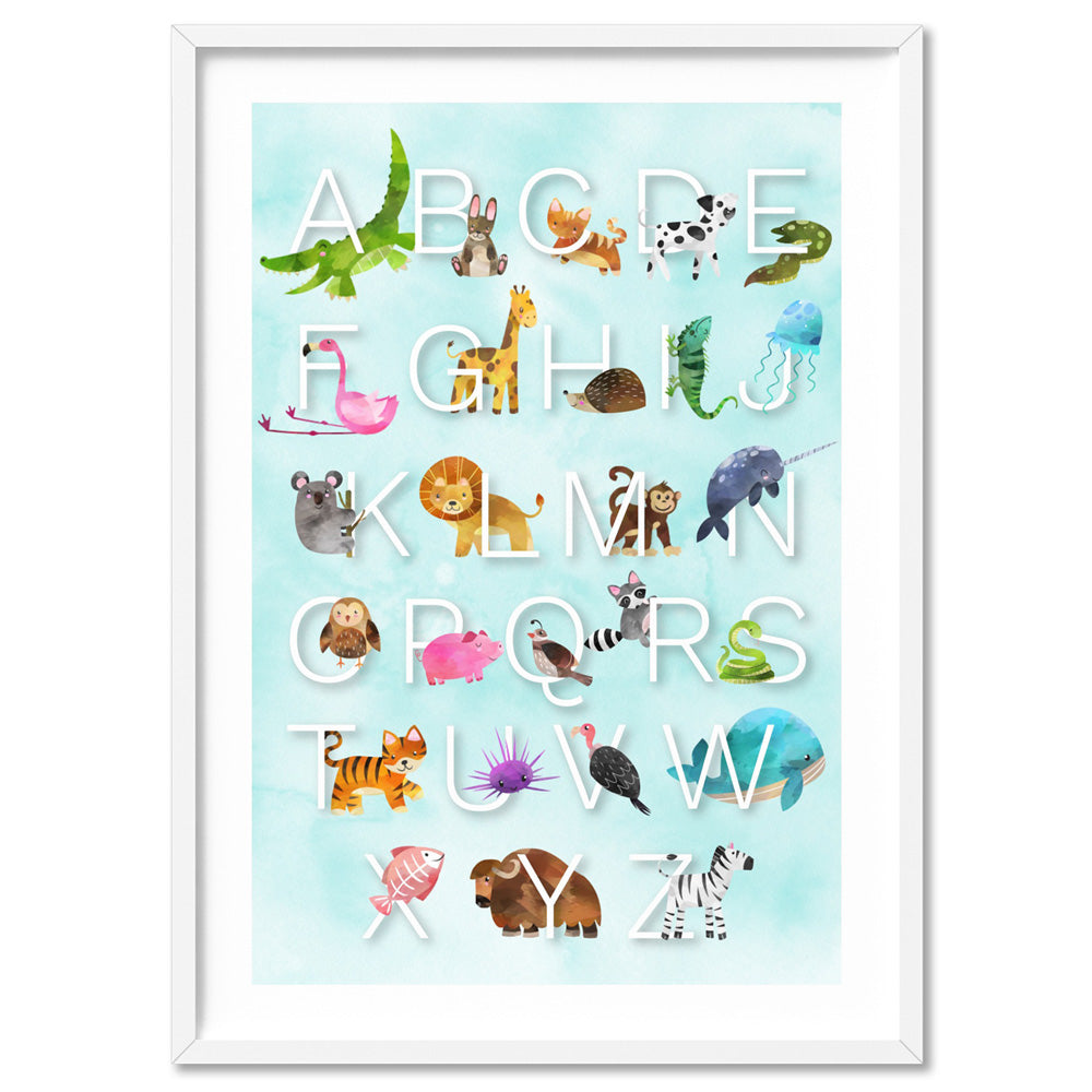 Alphabet Kids Abc Art Print. Kids Animal Alphabet Educational Poster 