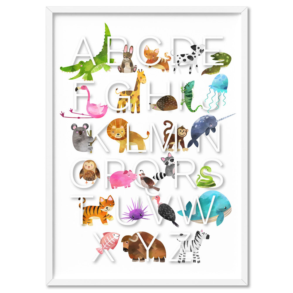 Kids ABC Animal Alphabet Minimal Watercolour Print – Print