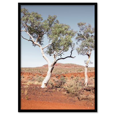Gumtree Outback View III - Art Print, Poster, Stretched Canvas, or Framed Wall Art Print, shown in a black frame