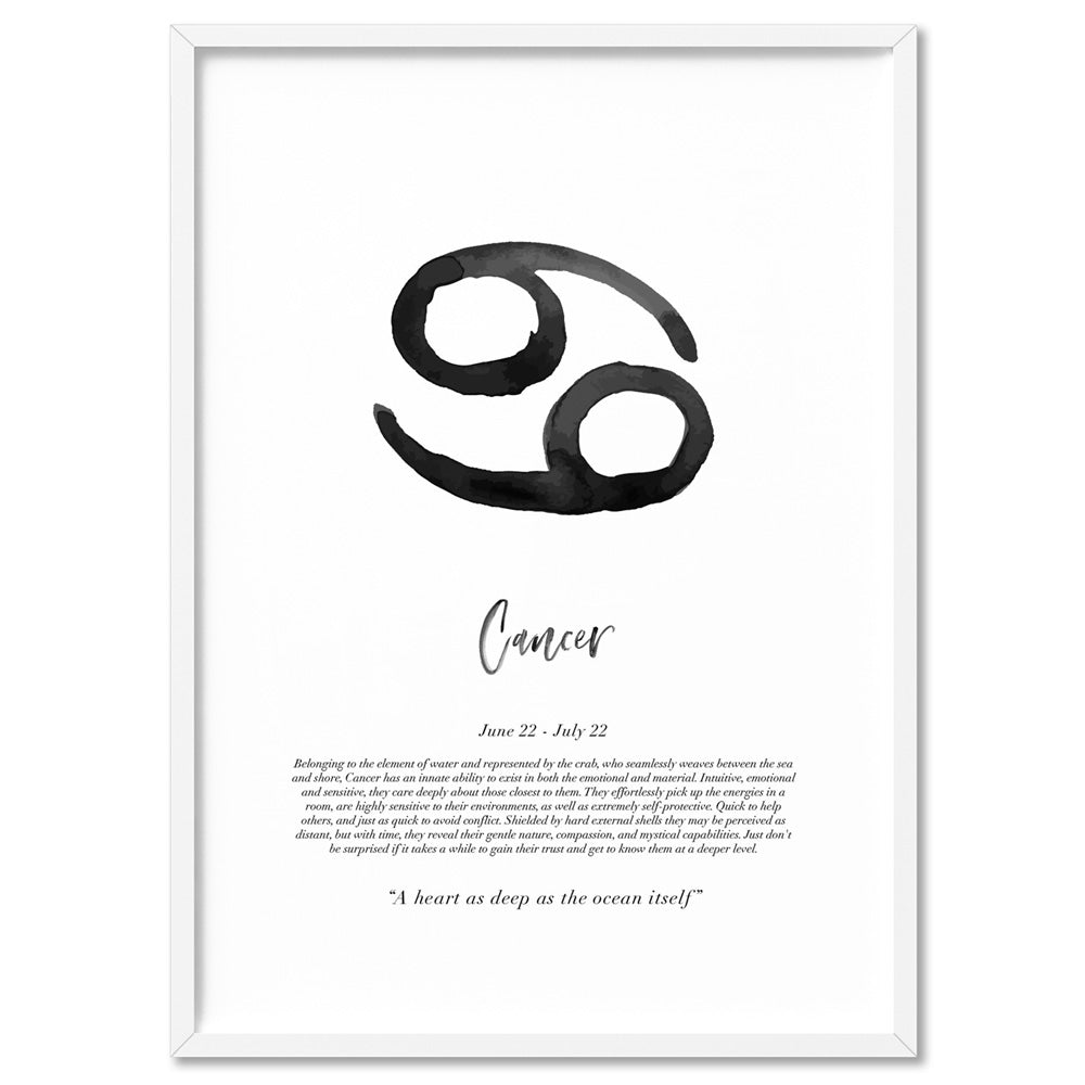 Cancer Star Sign Symbol Print The Crab Black White Astrology Poster cancer-star-sign-symbol-print-the-crab-black-white-astrology-poster
