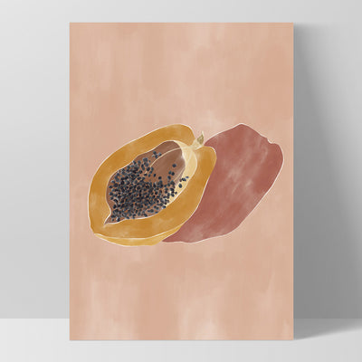 Papaya Still Life - Art Print by Ivy Green Illustrations, Poster, Stretched Canvas, or Framed Wall Art Print, shown as a stretched canvas or poster without a frame