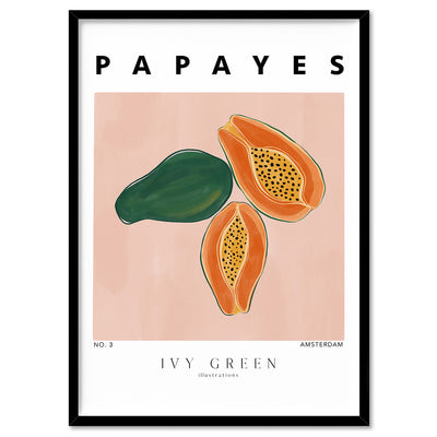 Papayes D'Art - Art Print by Ivy Green Illustrations, Poster, Stretched Canvas, or Framed Wall Art Print, shown in a black frame