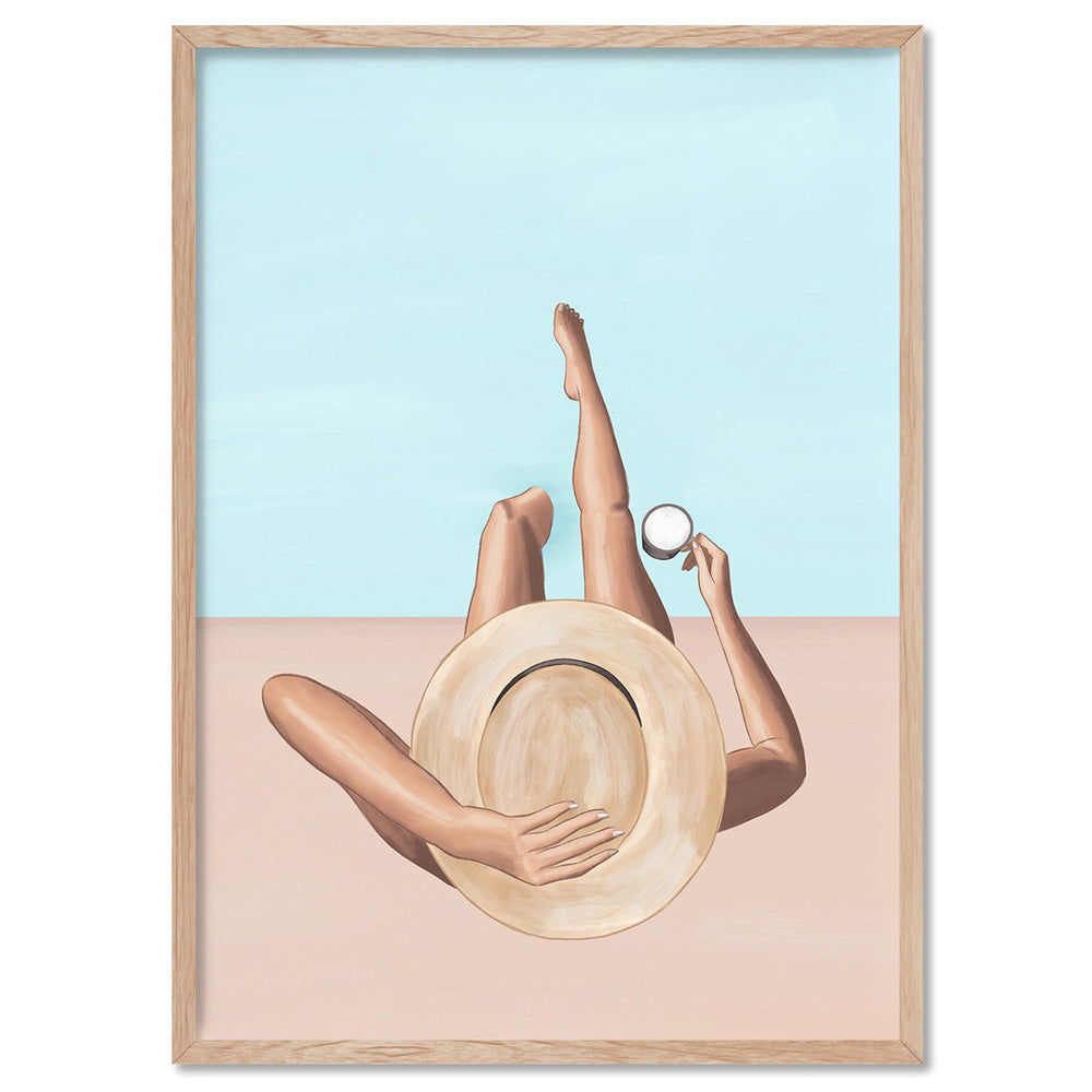 Poolside Perfection - Art Print by Ivy Green Illustrations, Poster, Stretched Canvas, or Framed Wall Art Print, shown in a natural timber frame