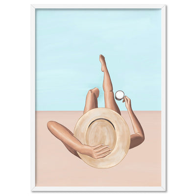Poolside Perfection - Art Print by Ivy Green Illustrations, Poster, Stretched Canvas, or Framed Wall Art Print, shown in a white frame