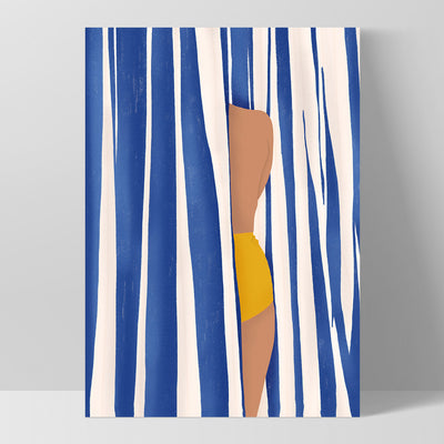 Mediterranean Beach Days - Art Print, Poster, Stretched Canvas, or Framed Wall Art Print, shown as a stretched canvas or poster without a frame