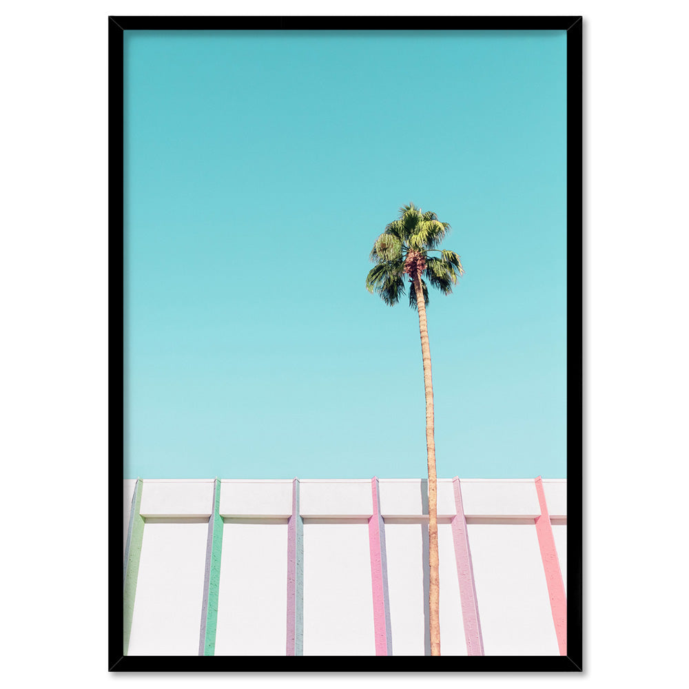 Palm Springs | Saguaro Hotel IV, Poster, Stretched Canvas, or Framed Wall Art Print, shown in a black frame