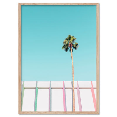 Palm Springs | Saguaro Hotel IV, Poster, Stretched Canvas, or Framed Wall Art Print, shown in a natural timber frame