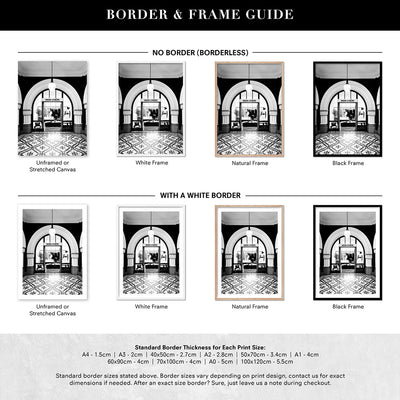 Designer Store Front Arch - Art Print, Poster, Stretched Canvas or Framed Wall Art, Showing White , Black, Natural Frame Colours, No Frame (Unframed) or Stretched Canvas, and With or Without White Borders