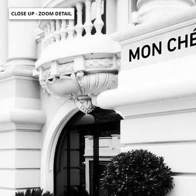 Designer Store Front Monaco Portrait - Art Print, Poster, Stretched Canvas or Framed Wall Art, Close up View of Print Resolution