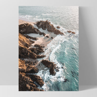 The Pass Byron Bay Aerial - Art Print by Beau Micheli, Poster, Stretched Canvas, or Framed Wall Art Print, shown as a stretched canvas or poster without a frame
