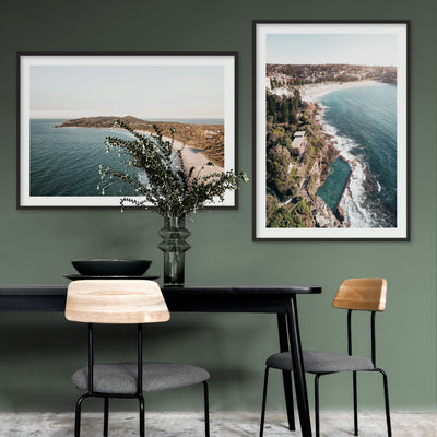 The Pass Byron Bay Aerial IV - Art Print by Beau Micheli, Poster, Stretched Canvas or Framed Wall Art, shown framed in a home interior space