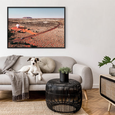 Winding Road to Uluru - Art Print by Beau Micheli, Poster, Stretched Canvas or Framed Wall Art Prints, shown framed in a room