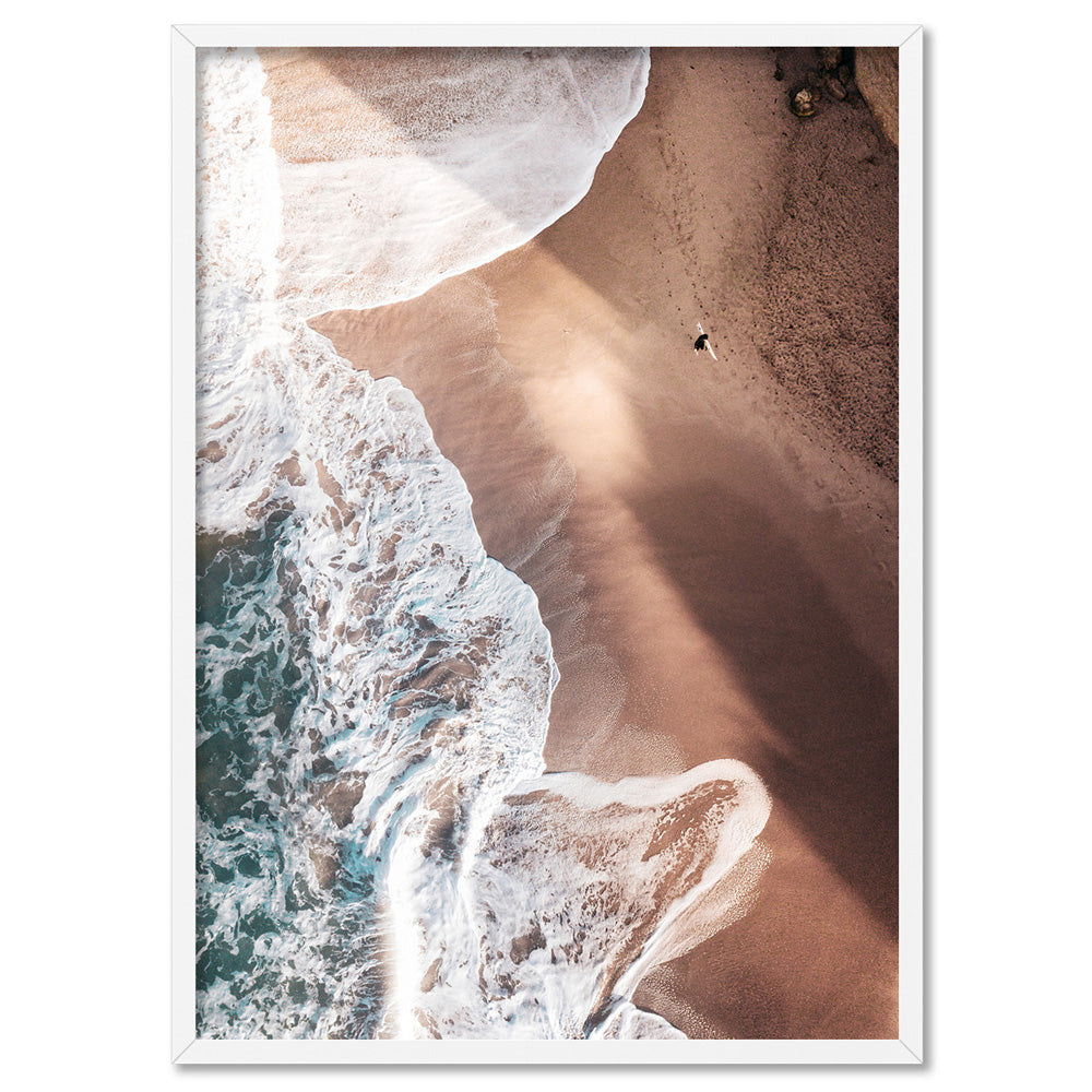 Jan Juc Beach VIC Aerial II - Art Print by Beau Micheli, Poster, Stretched Canvas, or Framed Wall Art Print, shown in a white frame