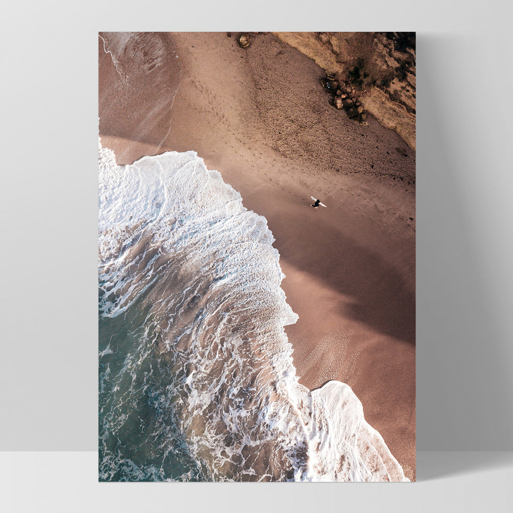 Jan Juc Beach VIC Aerial III - Art Print by Beau Micheli, Poster, Stretched Canvas, or Framed Wall Art Print, shown as a stretched canvas or poster without a frame