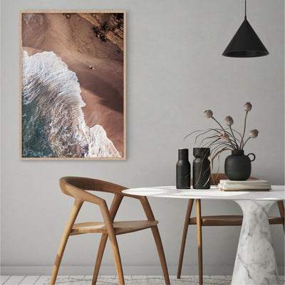 Jan Juc Beach VIC Aerial III - Art Print by Beau Micheli, Poster, Stretched Canvas or Framed Wall Art Prints, shown framed in a room
