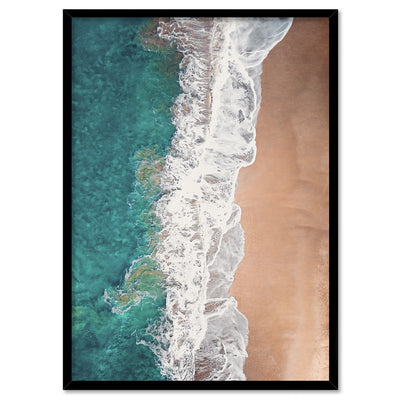 Jan Juc Beach VIC Aerial V - Art Print by Beau Micheli, Poster, Stretched Canvas, or Framed Wall Art Print, shown in a black frame