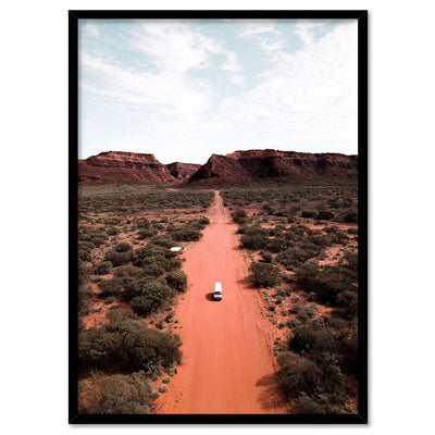 Red Earth Road Kennedy Range - Art Print by Beau Micheli, Poster, Stretched Canvas, or Framed Wall Art Print, shown in a black frame