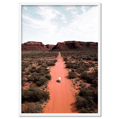 Red Earth Road Kennedy Range - Art Print by Beau Micheli, Poster, Stretched Canvas, or Framed Wall Art Print, shown in a white frame