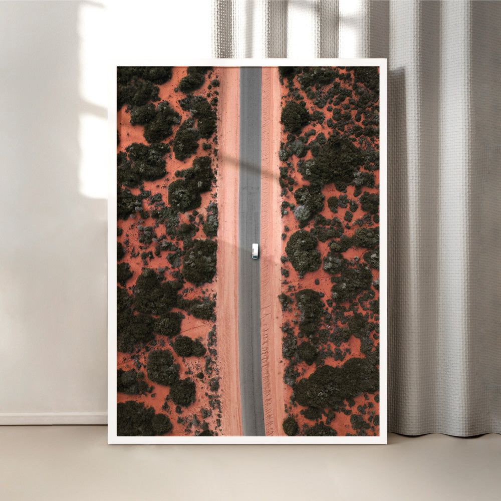 Red Earth Road III Kennedy Range - Art Print by Beau Micheli, Poster, Stretched Canvas or Framed Wall Art Prints, shown framed in a room