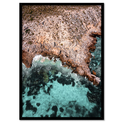 Rottnest Island Beach WA - Art Print by Beau Micheli, Poster, Stretched Canvas, or Framed Wall Art Print, shown in a black frame