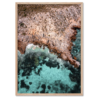 Rottnest Island Beach WA - Art Print by Beau Micheli, Poster, Stretched Canvas, or Framed Wall Art Print, shown in a natural timber frame