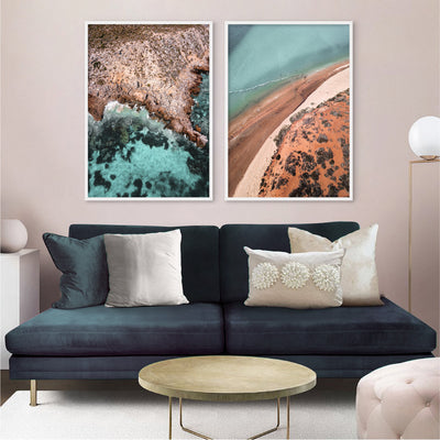 Rottnest Island Beach WA - Art Print by Beau Micheli, Poster, Stretched Canvas or Framed Wall Art, shown framed in a home interior space
