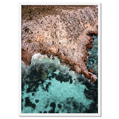 Rottnest Island Beach WA - Art Print by Beau Micheli, Poster, Stretched Canvas, or Framed Wall Art Print, shown in a white frame