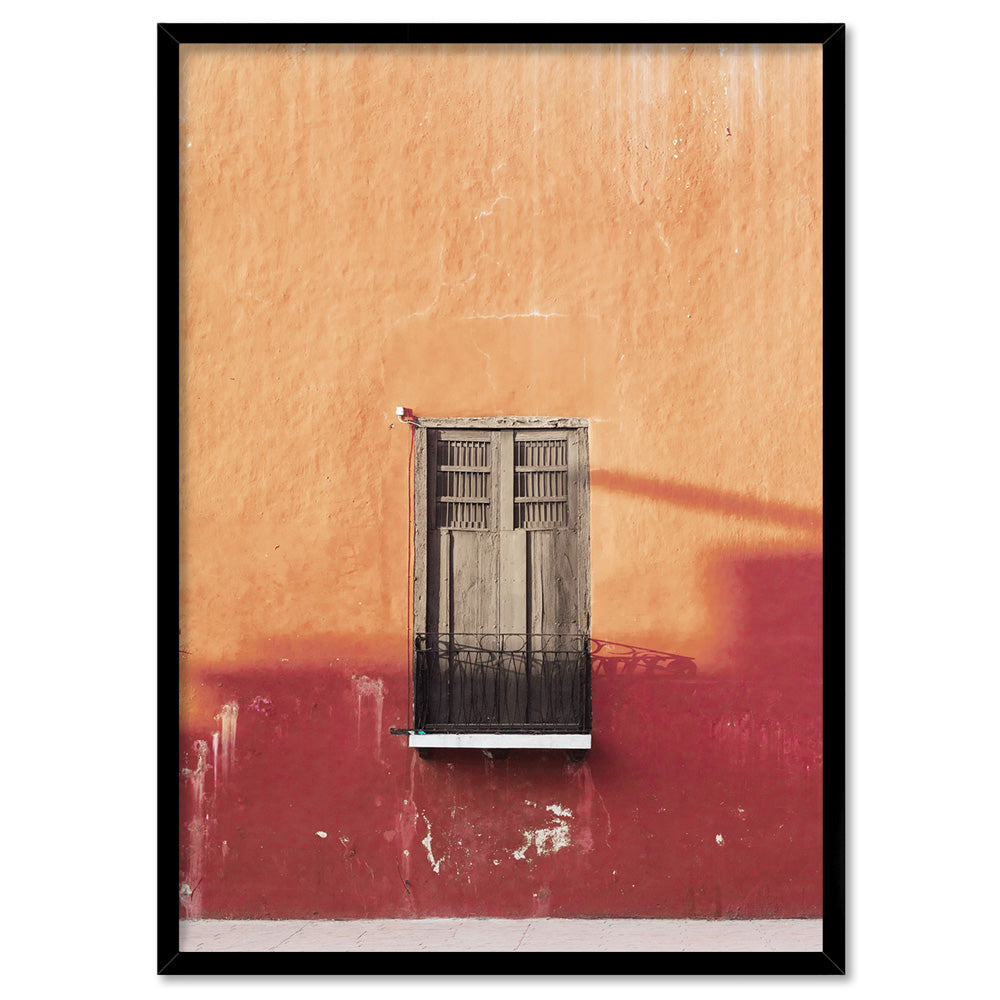 Casa De Roja Mexico - Art Print by Beau Micheli, Poster, Stretched Canvas, or Framed Wall Art Print, shown in a black frame