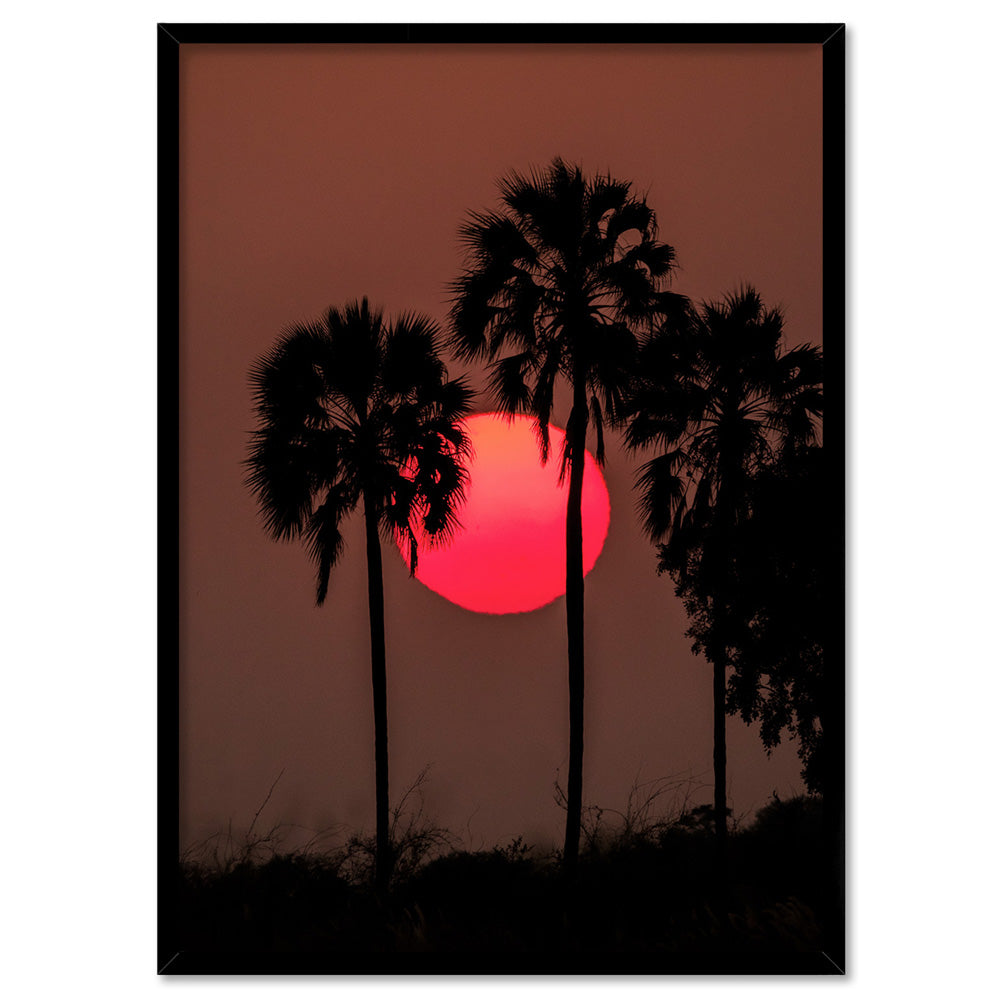 Sunset on the Kalahari - Art Print by Beau Micheli, Poster, Stretched Canvas, or Framed Wall Art Print, shown in a black frame