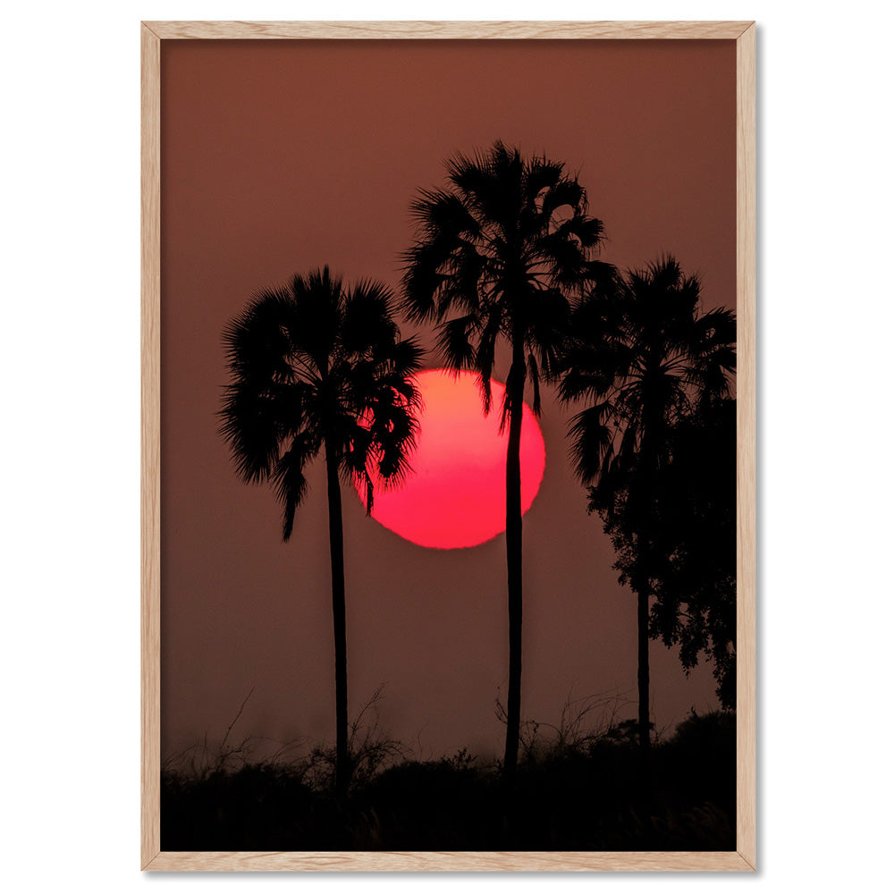 Sunset on the Kalahari - Art Print by Beau Micheli, Poster, Stretched Canvas, or Framed Wall Art Print, shown in a natural timber frame
