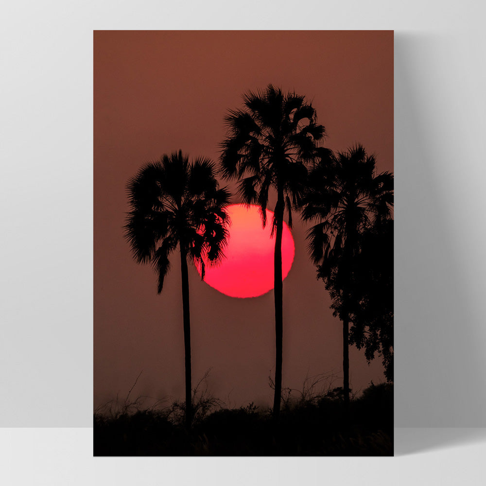 Sunset on the Kalahari - Art Print by Beau Micheli, Poster, Stretched Canvas, or Framed Wall Art Print, shown as a stretched canvas or poster without a frame