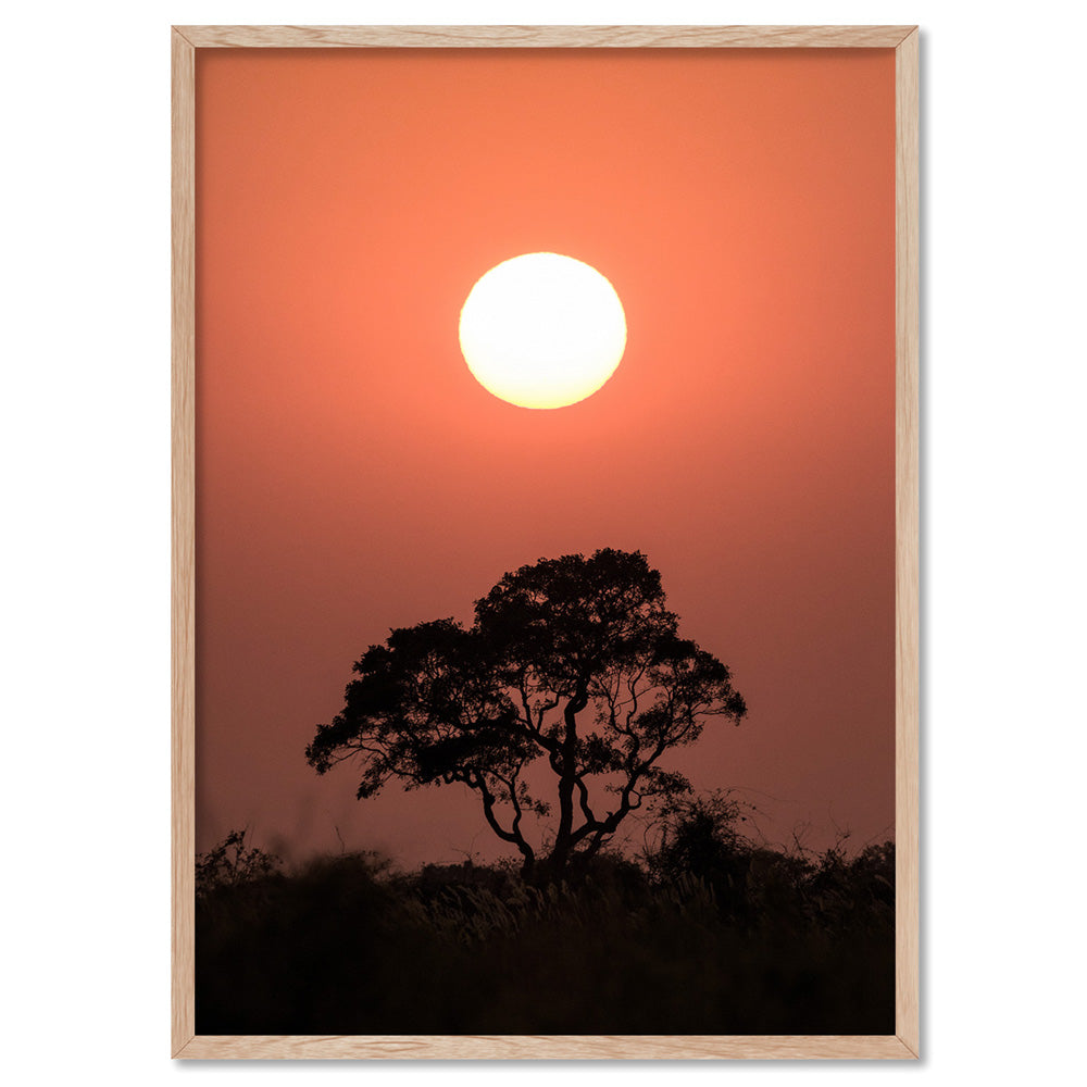 Sunset on the Kalahari II - Art Print by Beau Micheli, Poster, Stretched Canvas, or Framed Wall Art Print, shown in a natural timber frame
