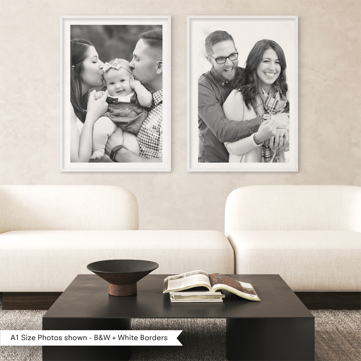 Personalised Family Wall Art Prints - Custom Gallery Wall Photo Set of Two. Posters, Canvas or Framed Photos