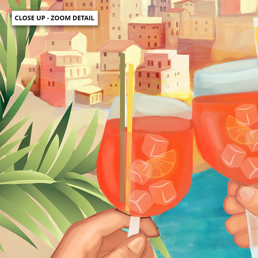 Aperol Sunset - Art Print by CityArt, Poster, Stretched Canvas or Framed Wall Art, Close up View of Print Resolution