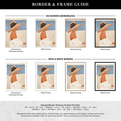 Summer Hat - Art Print by CityArt, Poster, Stretched Canvas or Framed Wall Art, Showing White , Black, Natural Frame Colours, No Frame (Unframed) or Stretched Canvas, and With or Without White Borders