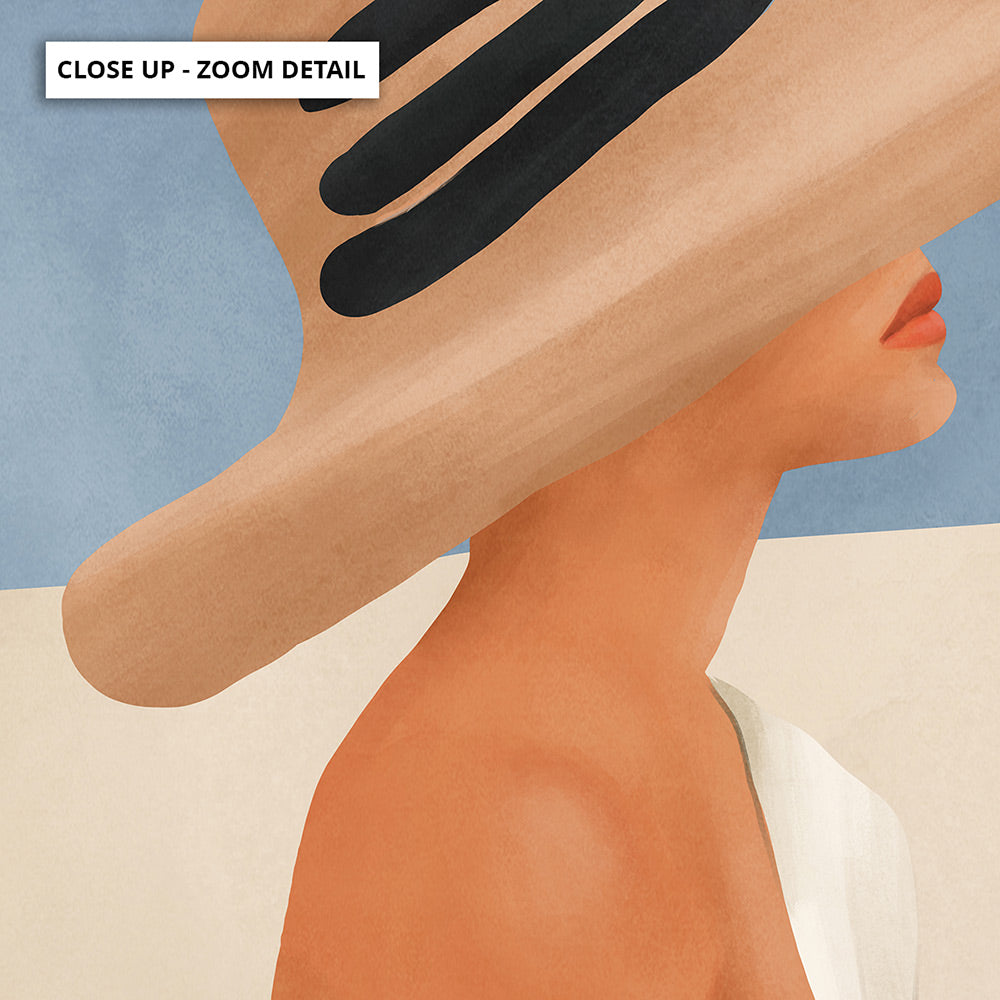 Summer Hat - Art Print by CityArt, Poster, Stretched Canvas or Framed Wall Art, Close up View of Print Resolution