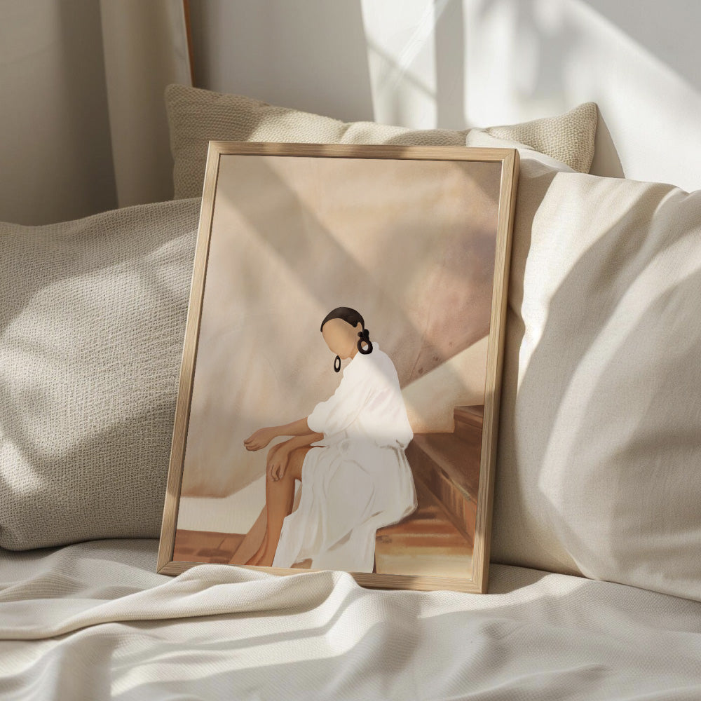 Lady in Waiting - Art Print by CityArt, Poster, Stretched Canvas or Framed Wall Art Prints, shown framed in a room