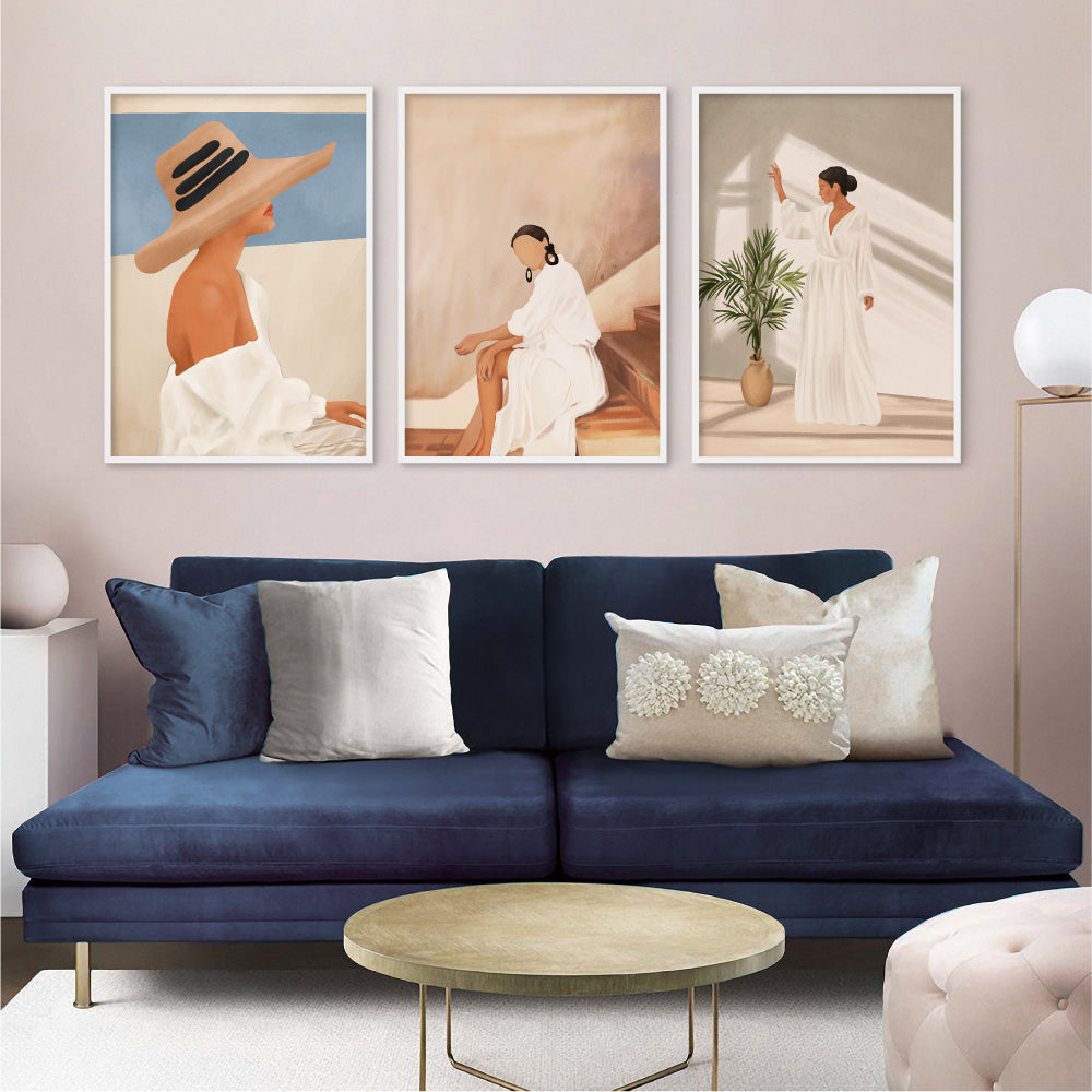 Lady in Waiting - Art Print by CityArt, Poster, Stretched Canvas or Framed Wall Art, shown framed in a home interior space
