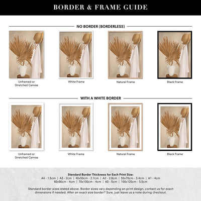 Palm Leaf Decoration - Art Print by CityArt, Poster, Stretched Canvas or Framed Wall Art, Showing White , Black, Natural Frame Colours, No Frame (Unframed) or Stretched Canvas, and With or Without White Borders