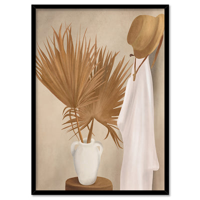Palm Leaf Decoration - Art Print by CityArt, Poster, Stretched Canvas, or Framed Wall Art Print, shown in a black frame