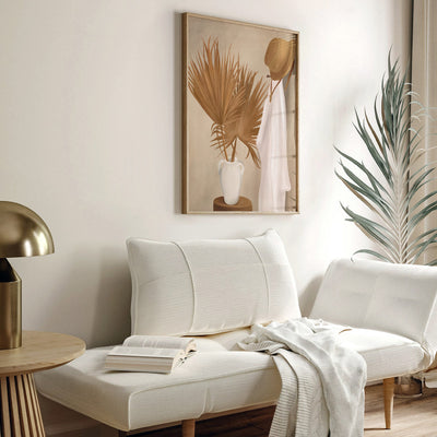 Palm Leaf Decoration - Art Print by CityArt, Poster, Stretched Canvas or Framed Wall Art Prints, shown framed in a room