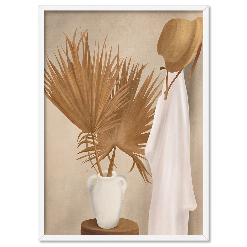 Palm Leaf Decoration - Art Print by CityArt, Poster, Stretched Canvas, or Framed Wall Art Print, shown in a white frame