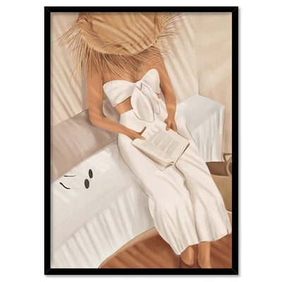 Summer Reading II - Art Print by CityArt, Poster, Stretched Canvas, or Framed Wall Art Print, shown in a black frame