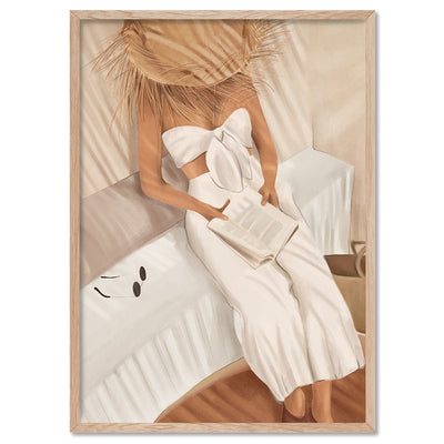 Summer Reading II - Art Print by CityArt, Poster, Stretched Canvas, or Framed Wall Art Print, shown in a natural timber frame