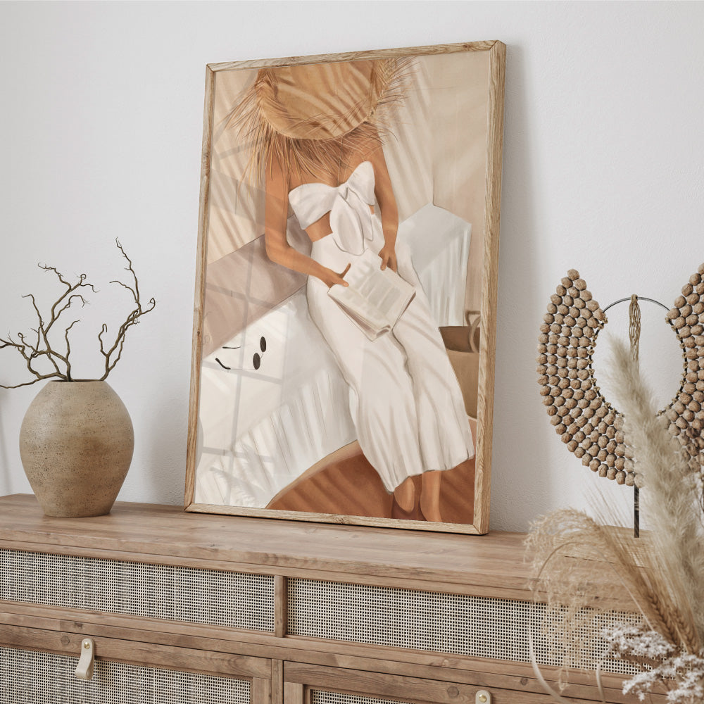 Summer Reading II - Art Print by CityArt, Poster, Stretched Canvas or Framed Wall Art Prints, shown framed in a room