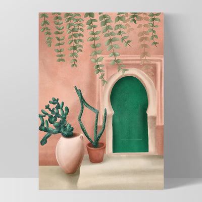 Green Door - Art Print by CityArt, Poster, Stretched Canvas, or Framed Wall Art Print, shown as a stretched canvas or poster without a frame